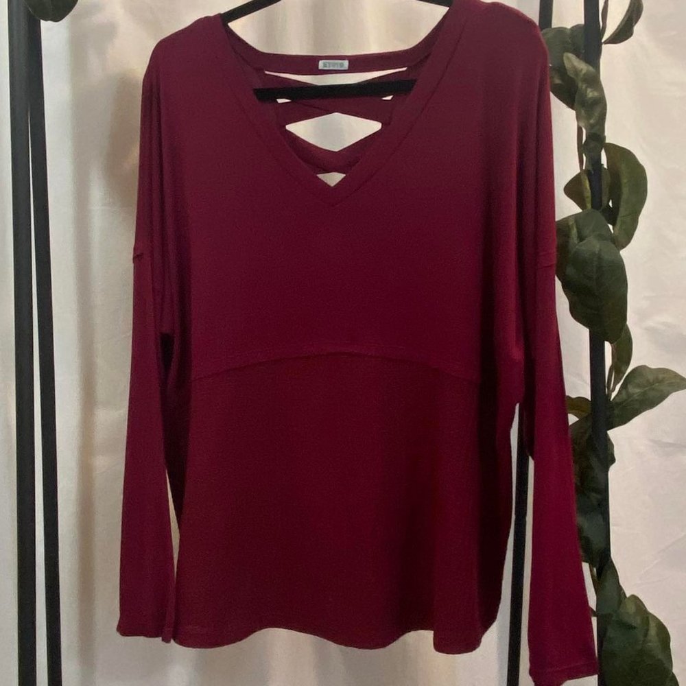 Kyoyo Long Sleeve Top with Criss-Cross Back